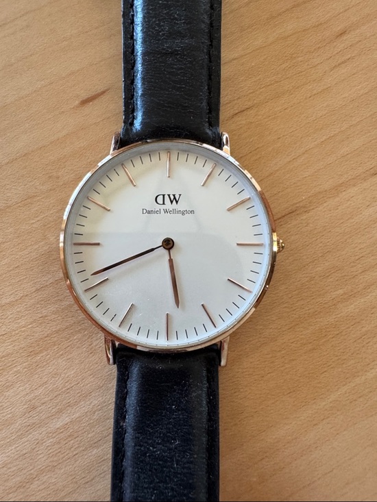 Daniel Wellington Black Leather Strap Watch with Gold Accents main image 6